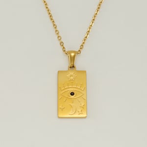 1 piece classic series retro sun/moon titanium steel  gold plated unisex pendant necklaces h5